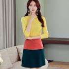 Color Block Slim-fit A-line Dress