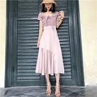Short-sleeve Tie-front T-shirt / A-line Skirt
