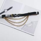 Layered Chain Waist Belt Black & Gold - One Size