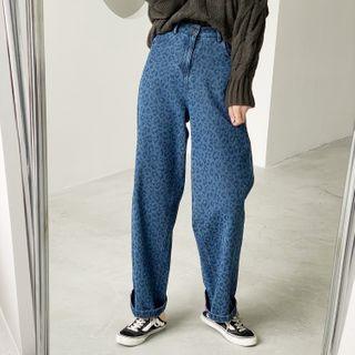 Leopard Straight Fit Jeans