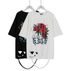 Elbow-sleeve Slashed Floral T-shirt