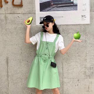 Elbow-sleeve T-shirt / A-line Jumper Dress