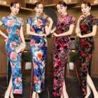 Traditional Chinese Short-sleeve Floral Mdii Dress