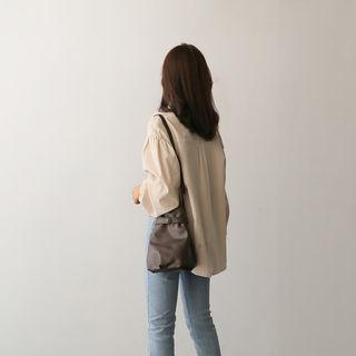 Snap-button Bucket Bag With Strap