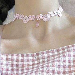 Floral Choker 0299a - Plum - One Size