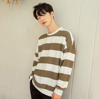 Crew-neck Long-sleeve Stripe Sweatshirt