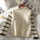 Striped Collared Sweater White - One Size