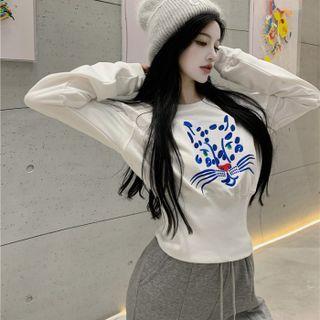 Leopard Embroidered Sweatshirt