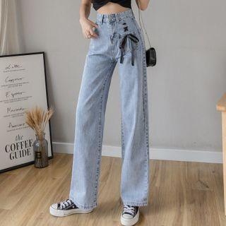 Lace Up Wide-leg Jeans