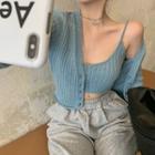 Plain Knit Cardigan / Cropped Camisole Top