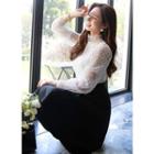 High-neck See-through Lace Top