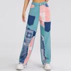 High Waist Patchowork Loose Fit Jeans