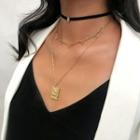 Rose Pendant Layered Choker Necklace 2113 - Gold - One Size
