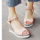 Pendant Ankle Strap Peep Toe Wedge Platform Sandals