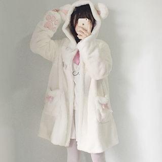 Cat Paw Hooded Fleece Coat