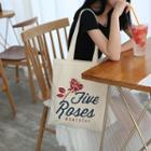 Rose Print Canvas Shopper Bag