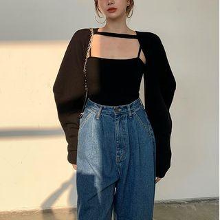 Camisole Top / Long-sleeve Crop Top