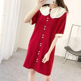 Peter Pan-collar Colorblock Shirtdress