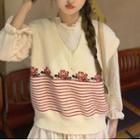 Flower Print Sweater Vest Off-white - One Size