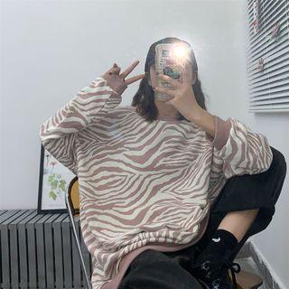 Long-sleeve Zebra Print Pullover