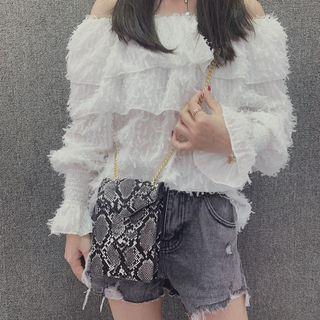 Snake Print Chain Stap Crossbody Bag