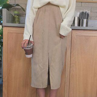Plain Knit Pullover / Midi Skirt