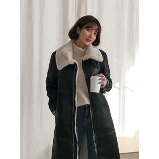 Zip-up Faux-shearling Coat