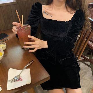 Square-neck Dress Black - One Size