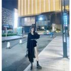 Set: Asymmetric Light Jacket + Belt Black - One Size