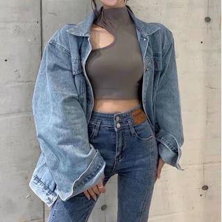 Sleeveless Asymmetrical Turtleneck Top
