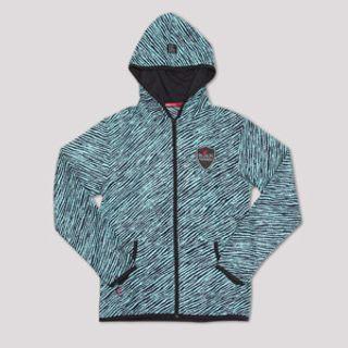 Black Wing Printed Patterned Zip Hoodie L