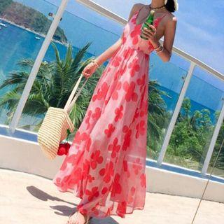 Spaghetti Strap Printed Maxi Sundress