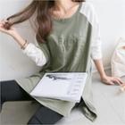 Raglan-sleeve Embossed-lettering T-shirt