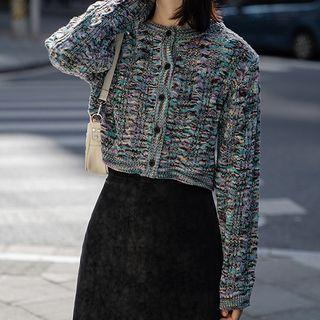 Cropped Cardigan Purple & Green - One Size