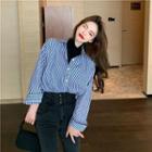 Details Mock Two-piece Striped Shirt Stripe - One Size