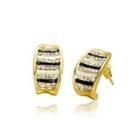 Fashion Simple Plated Gold Geometric Cubic Zirconia Stud Earrings Golden - One Size