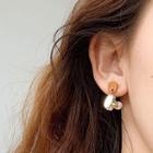 Faux Pearl Alloy Dangle Earring 1 Pair - Earrings - Faux Pearl - Crystal - Yellow - One Size