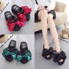 Bow Platform Wedge Flip Flops