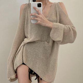 Cold-shoulder Oversized Sweater