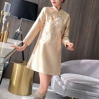 Traditional Chinese 3/4-sleeve A-line Mini Dress