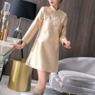 Traditional Chinese 3/4-sleeve A-line Mini Dress