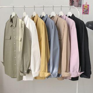 Couple Wide Cargo Cotton Shirt