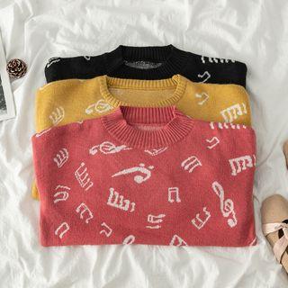 Musical Note Round Neck Sweater