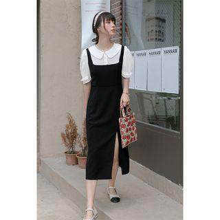 Mock Two-piece Side Slit A-line Dress