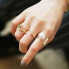 Set Of 3 : Star / Layered / Pearl Open Ring