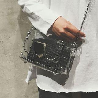 Studded Transparent Crossbody Bag With Pouch