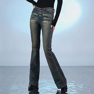 Mid Rise Washed Bootcut Jeans