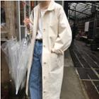 Pocketed Buttoned Long Jacket Off-white - One Size