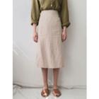 Band-waist Slit Linen Skirt