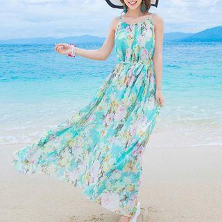 Floral Print Spaghetti Strap Maxi Dress